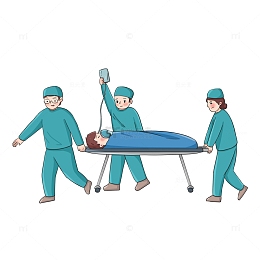 手绘医生担架救人
