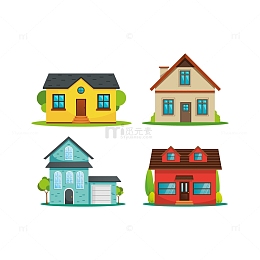 四栋彩色房屋建筑组合