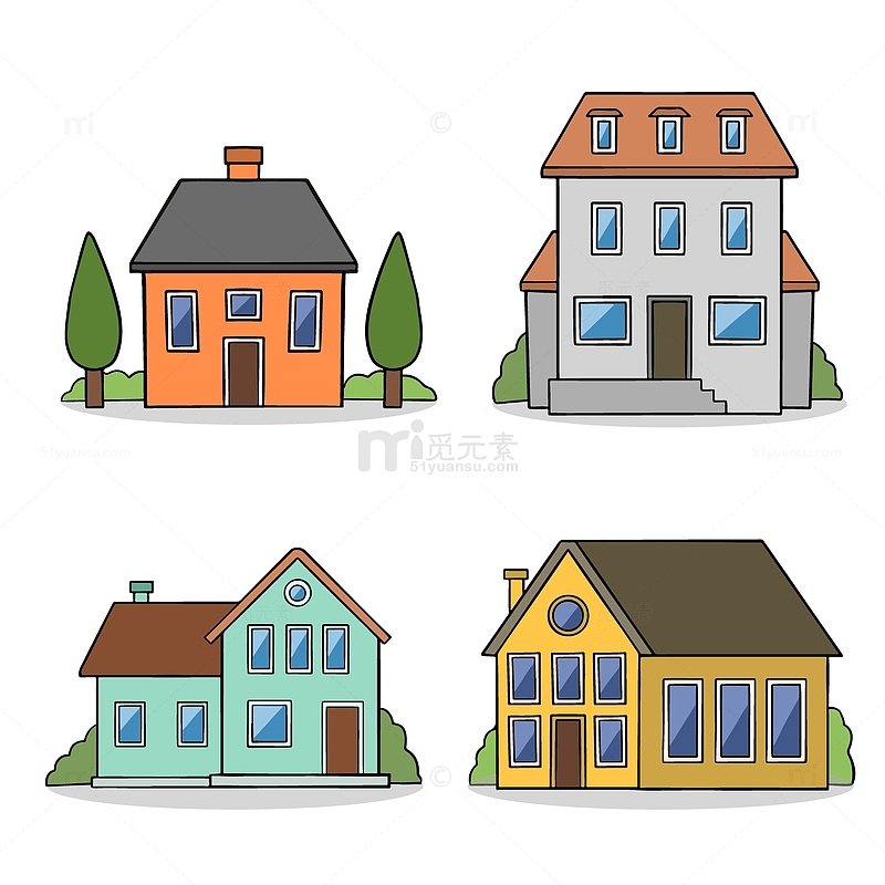 彩色卡通房屋设计组合