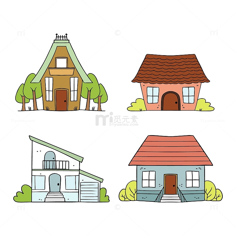 彩色房屋住宅建筑组合