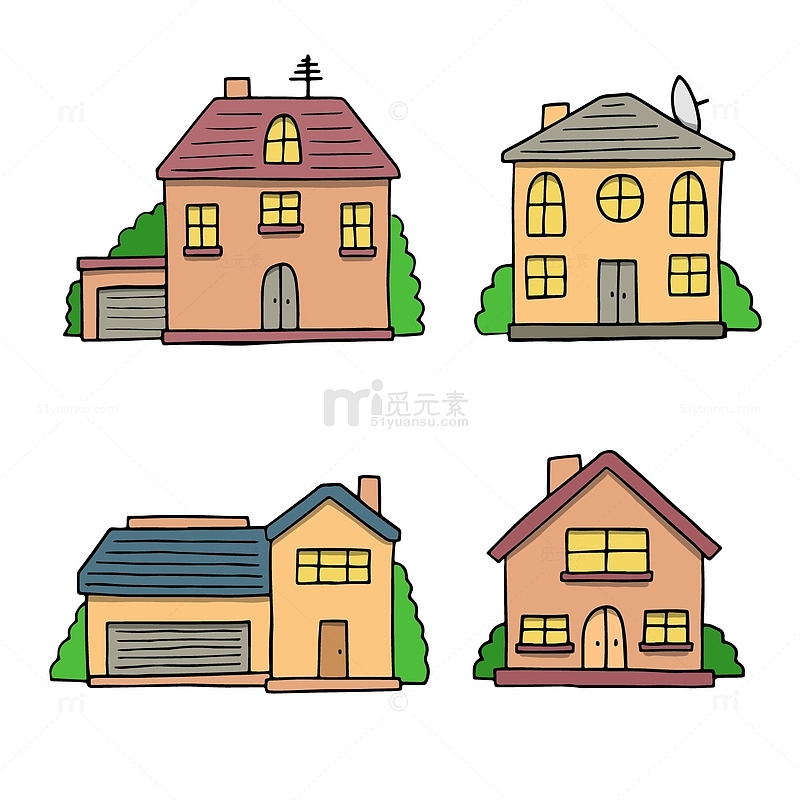 卡通彩色房屋建筑组合