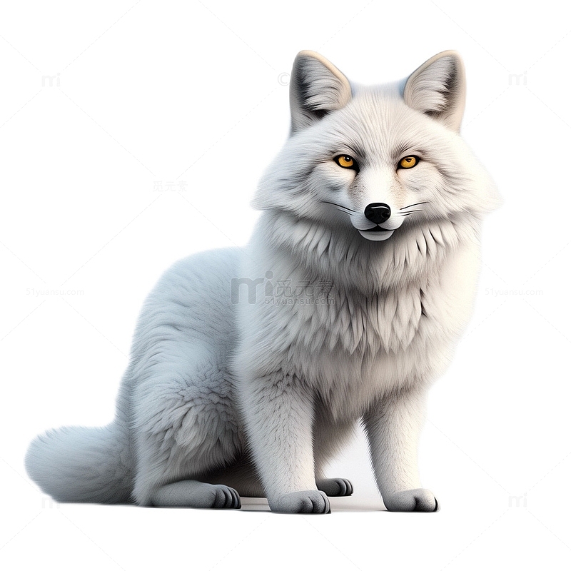 3D立体卡通可爱白狐狐狸动物白色