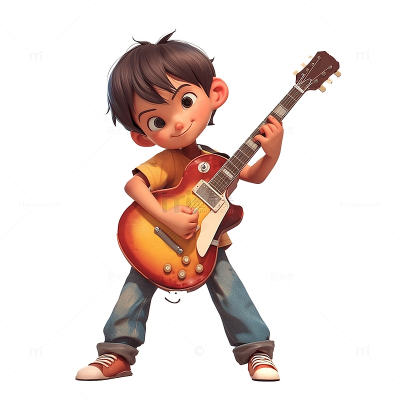 青年节玩吉他男孩
