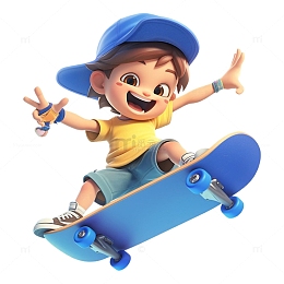 五四青年节玩滑板的男孩