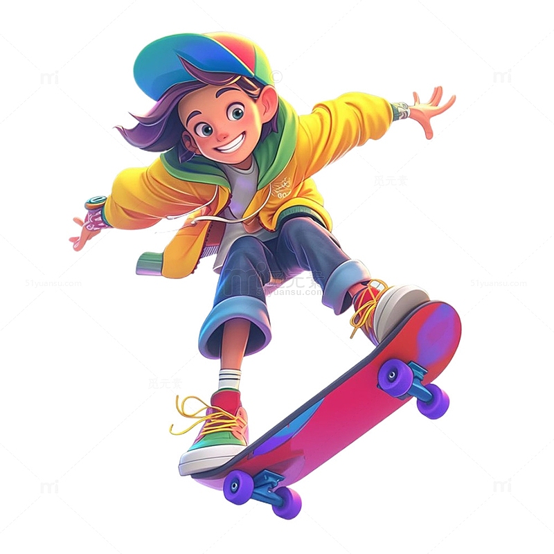 青春活泼的女孩玩滑板
