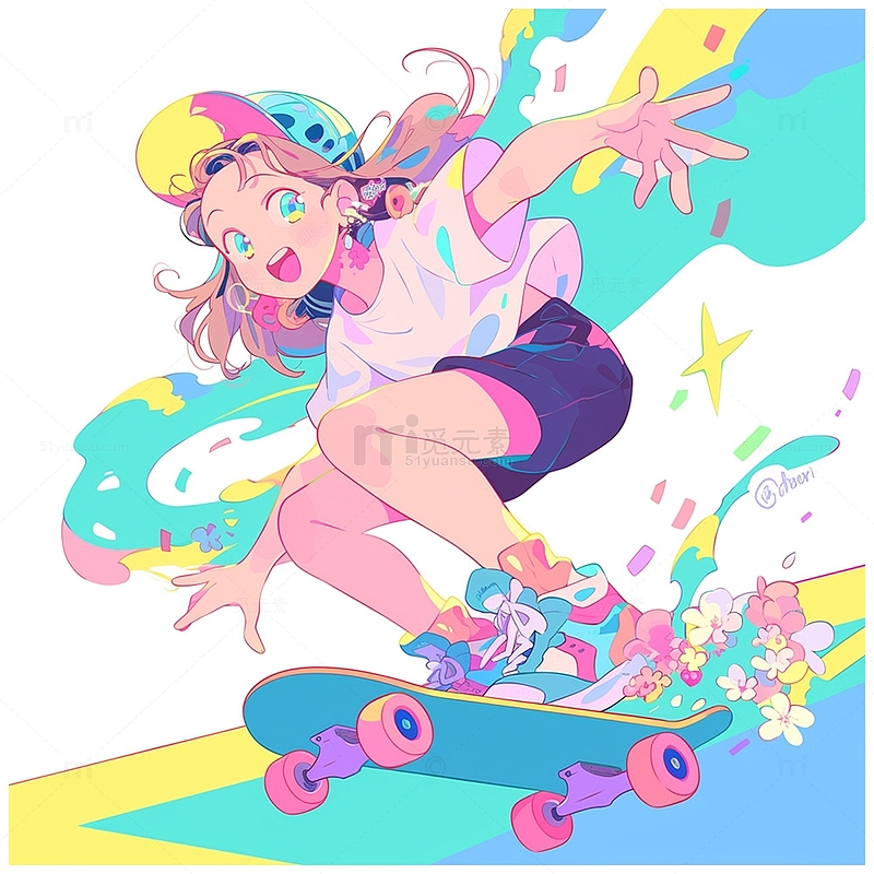 可爱滑板少女