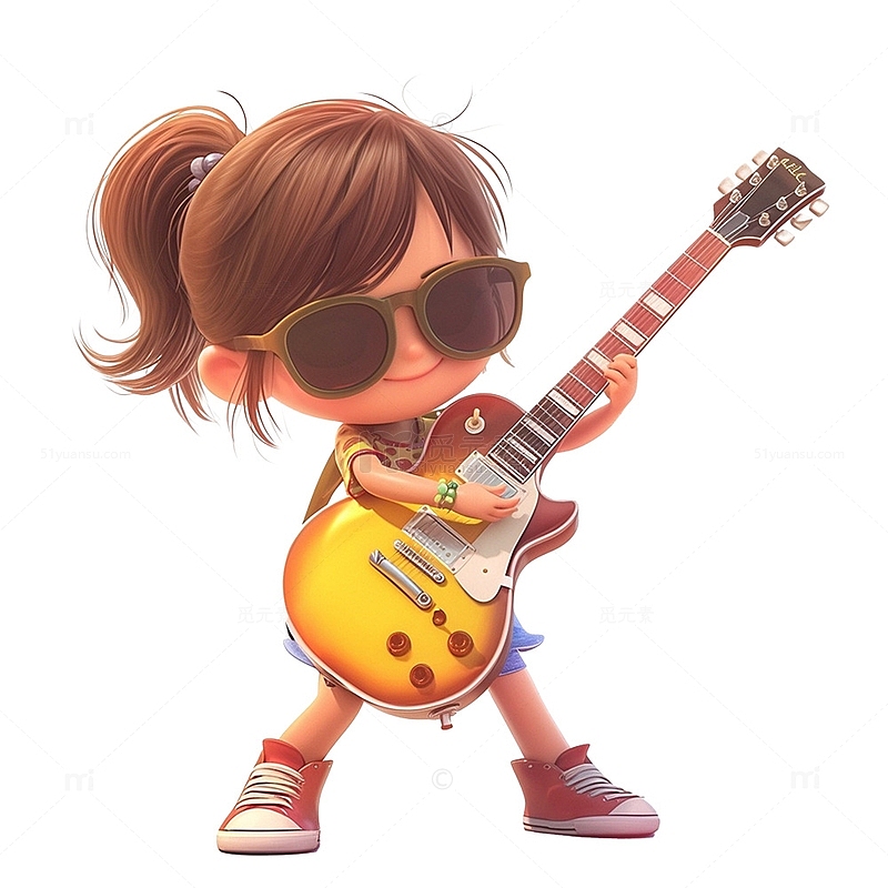 弹吉他表演的女孩