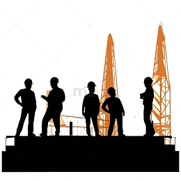 城市建筑工人剪影