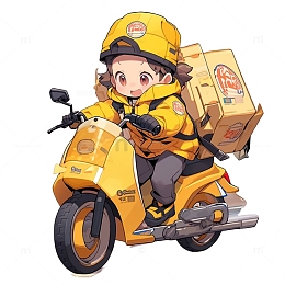 骑电动车送货的男孩