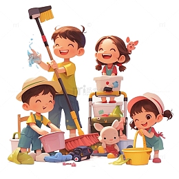 做家务的孩子们