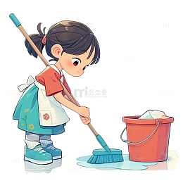 拖地的女孩子