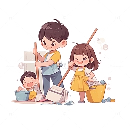五一劳动节做家务的孩子
