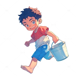 提着水桶的男孩