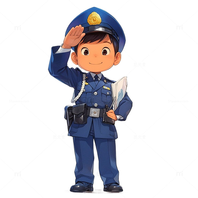 敬礼的警察人物
