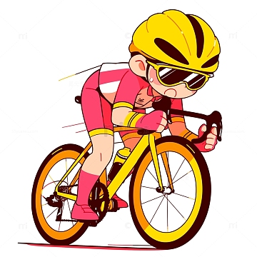 卡通自行车车手元素