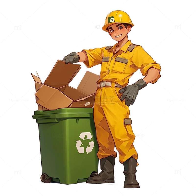 劳动节清理垃圾工人