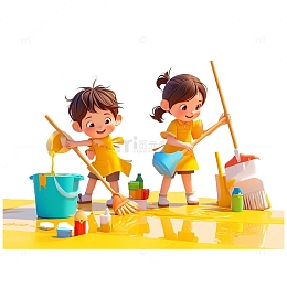 劳动节做家务的卡通人物