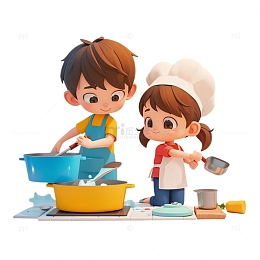 五一假期小朋友做饭