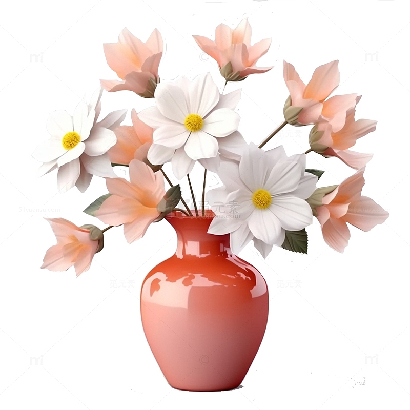 3d花束花瓶装饰