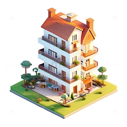 3d卡通住宅楼素材