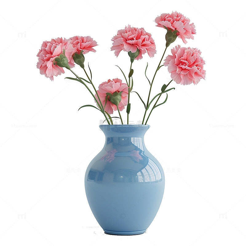 康乃馨花束花瓶免扣元素