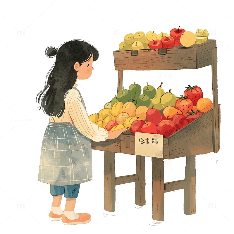 女顾客水果店挑选水果