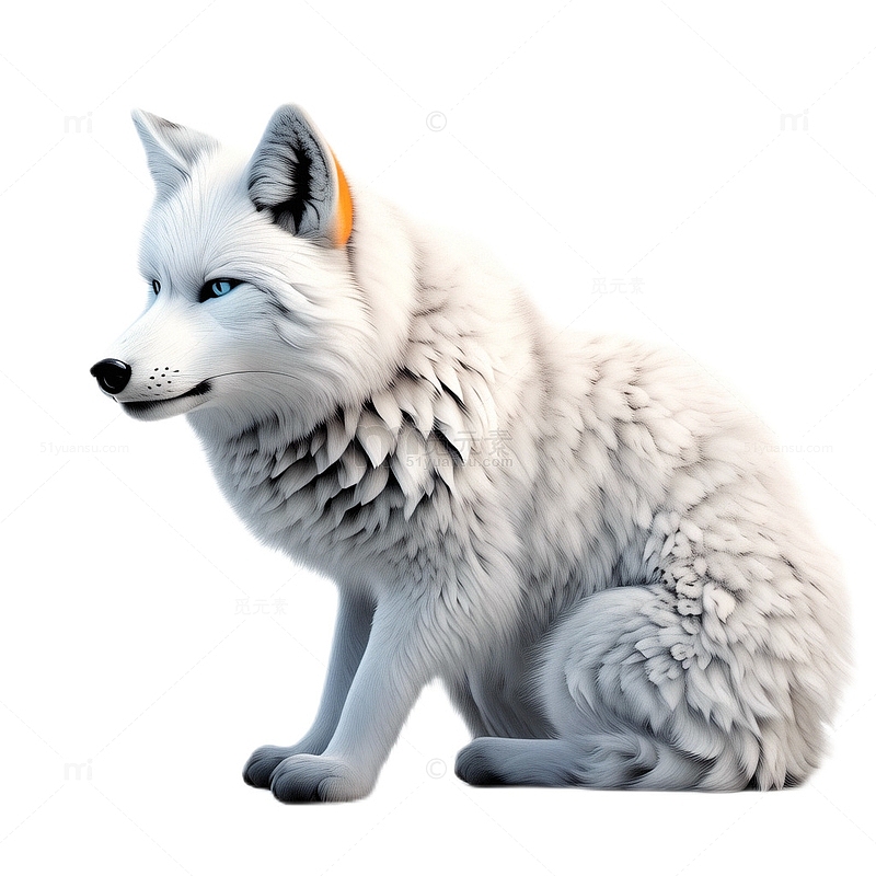 3D立体卡通可爱白狐狐狸动物
