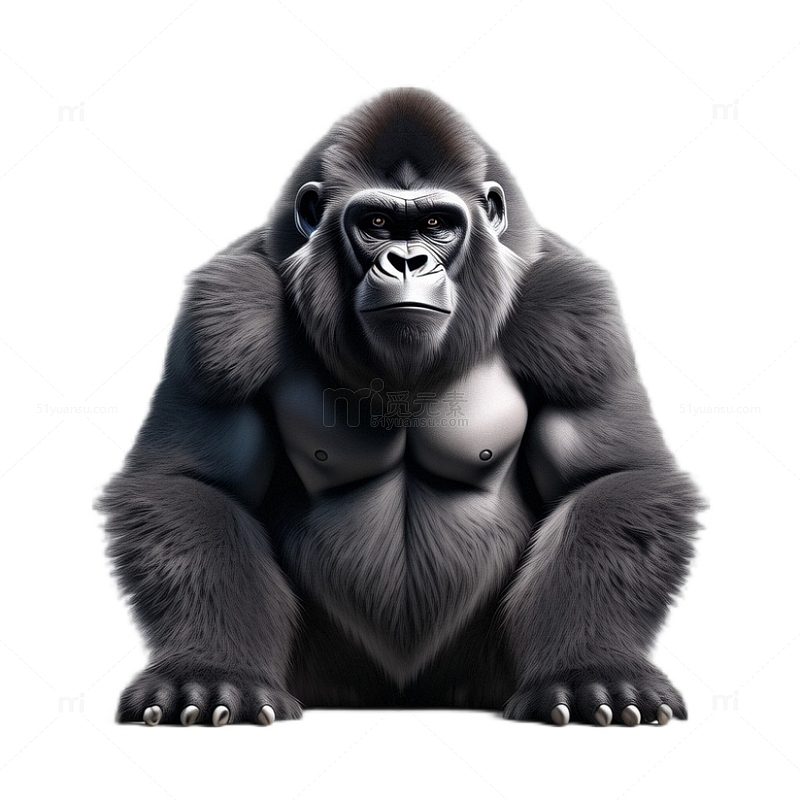 3D立体真实黑猩猩动物凶猛强壮