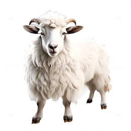 3D立体真实山羊动物毛绒绒白色