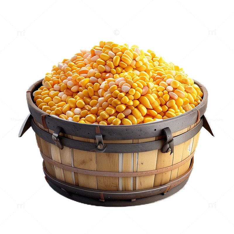 3D立体卡通木桶玉米粒粮食