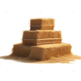 3D立体卡通丰收稻草方块堆积整齐