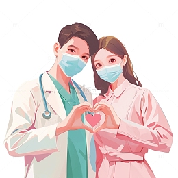 医护人员卡通插画风格