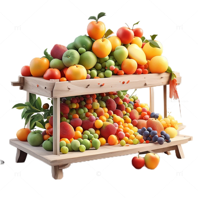 3D立体卡通水果摊水果交易