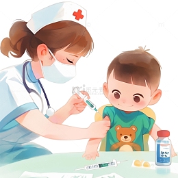 医护人员打针卡通人物形象