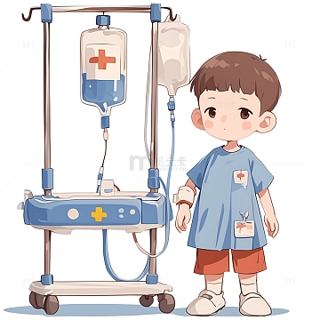 卡通输液小男孩素材
