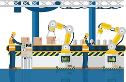 一起分拣商品的工人与机械臂