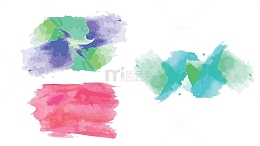 彩色渐变墨迹笔触色块