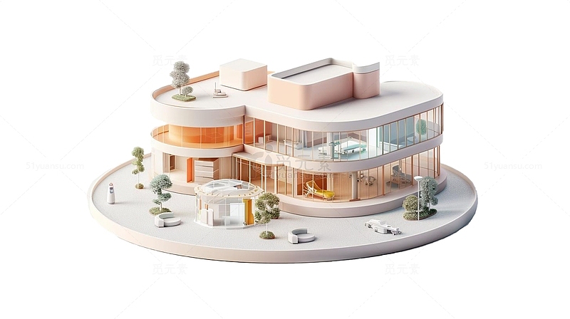圆形医院大楼建筑3D模型