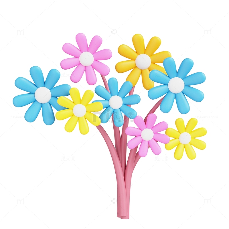 3D母亲节花束鲜花花朵