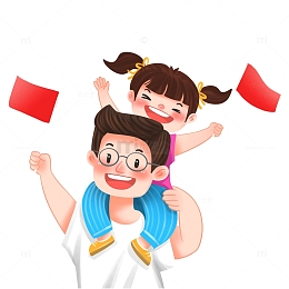 卡通父亲节父女骑马玩乐