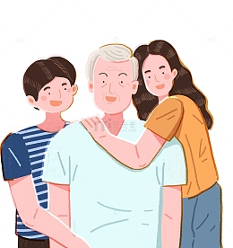 手绘卡通父亲节父女父子兄妹姐弟