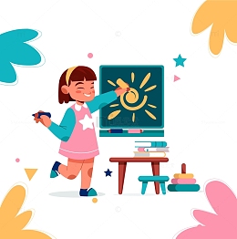快乐的女孩子绘画