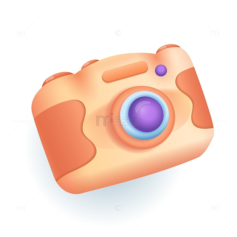 橙色相机三维插图