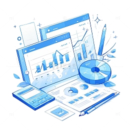 蓝色商务UI数据图标图表