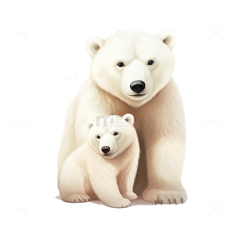 北极熊母子关爱形象