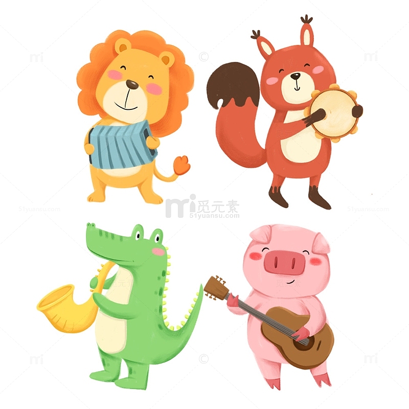 玩乐器的小动物卡通形象