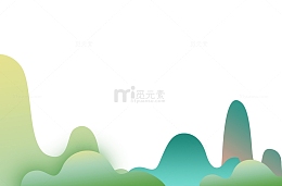 手绘卡通渐变色丘陵山脉