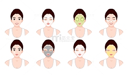 护肤皮肤敷面膜的女士组合