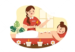 正在做背部按摩的女士