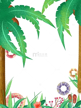 夏季海滩椰树游泳圈